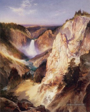 Grandes Chutes de Yellowstone paysage Thomas Moran montagnes Peinture à l'huile